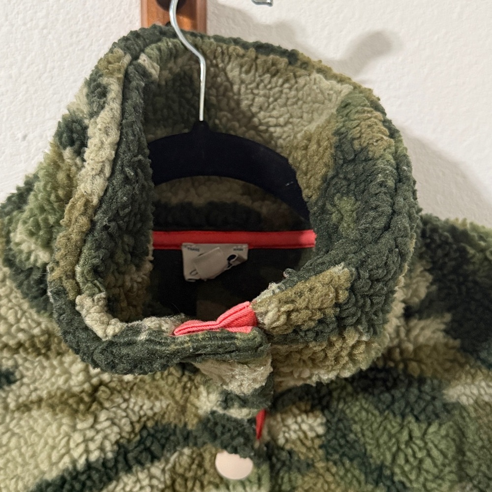 J. Crew Green Camo Sherpa Turtleneck Sweater - Picture 3 of 7